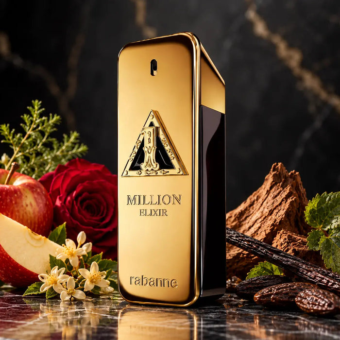 Rabanne 1 Million Elixir Parfum Intense bottle, hand-decanted into 5ml, 10ml and 20ml metal atomizers