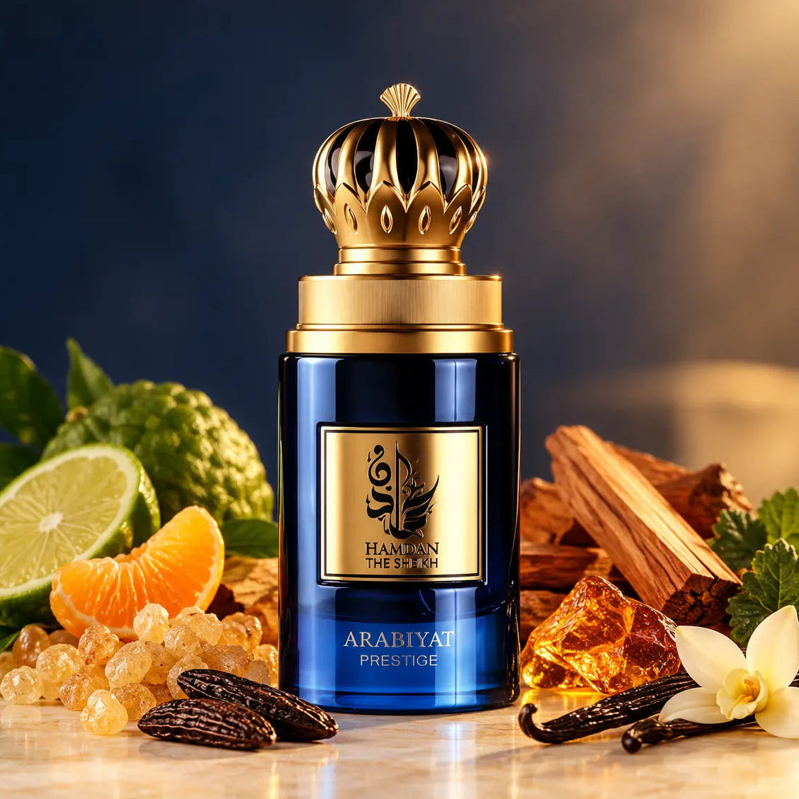 Arabiyat Prestige Hamdan The Sheikh EDP bottle, hand-decanted into 5ml, 10ml and 20ml metal atomizers