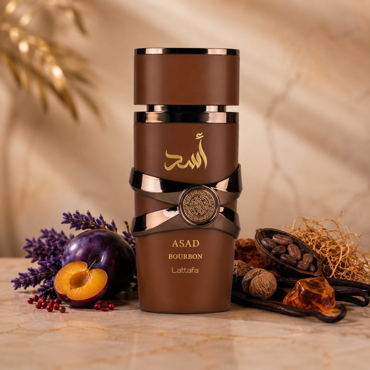 Lattafa Asad Bourbon perfume bottle, authentic EDP decant