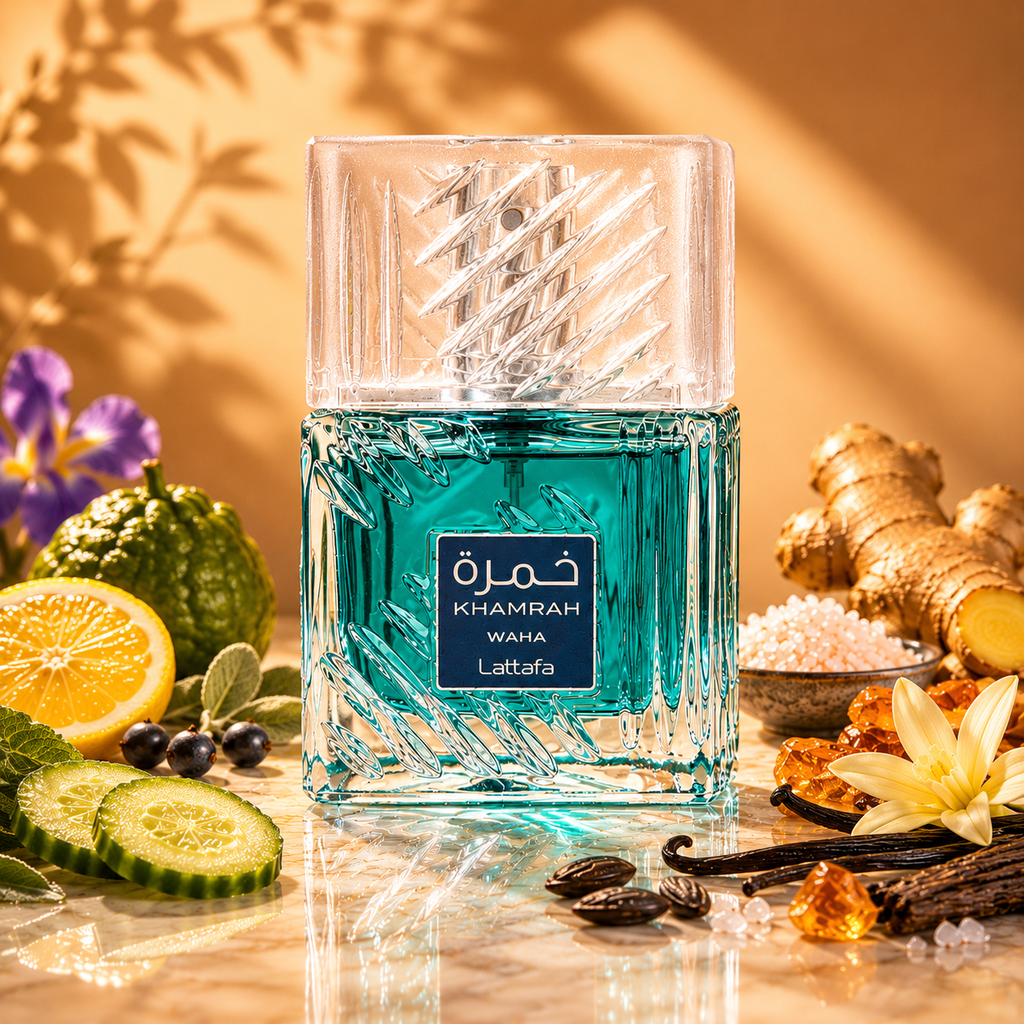 Lattafa Khamrah Waha original perfume bottle