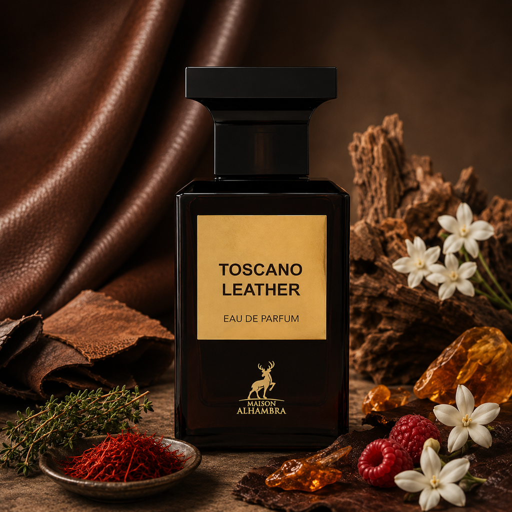 Maison Alhambra Toscano Leather perfume bottle, authentic EDP decant
