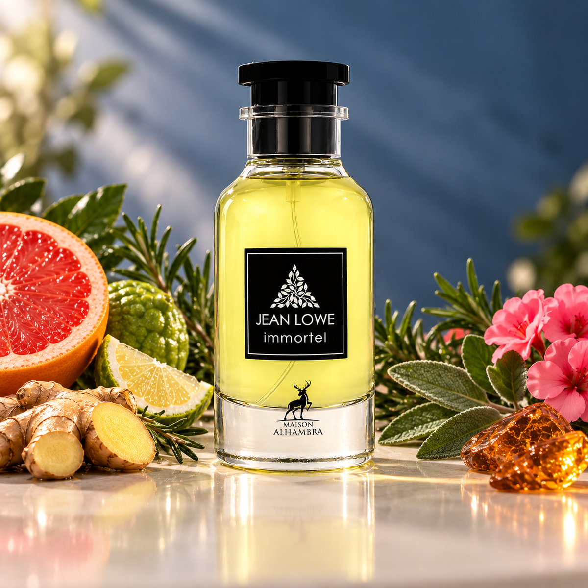 Maison Alhambra Jean Lowe Immortal EDP bottle, hand-decanted into 5ml, 10ml and 20ml metal atomizers