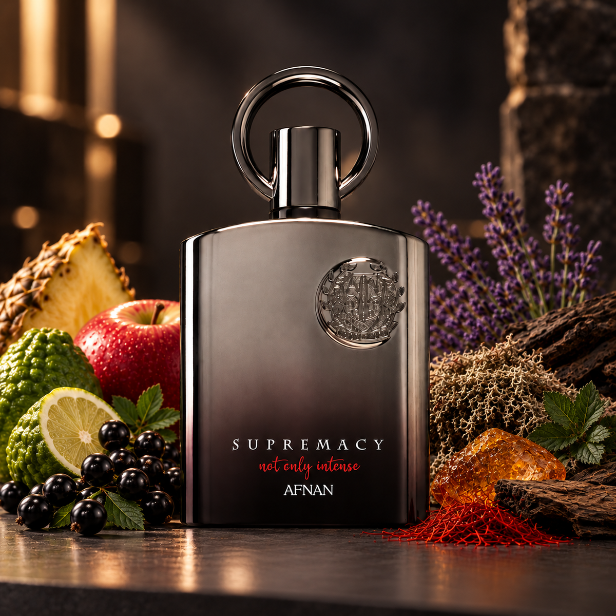 Afnan Supremacy Not Only Intense Extrait de Parfum bottle, hand-decanted into 5ml, 10ml and 20ml metal atomizers