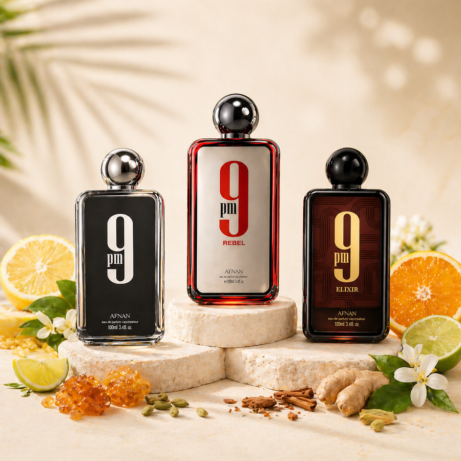 Afnan 9 PM Series Decant Discovery Set - 10ml Decants (OG, Elixir & Rebel)